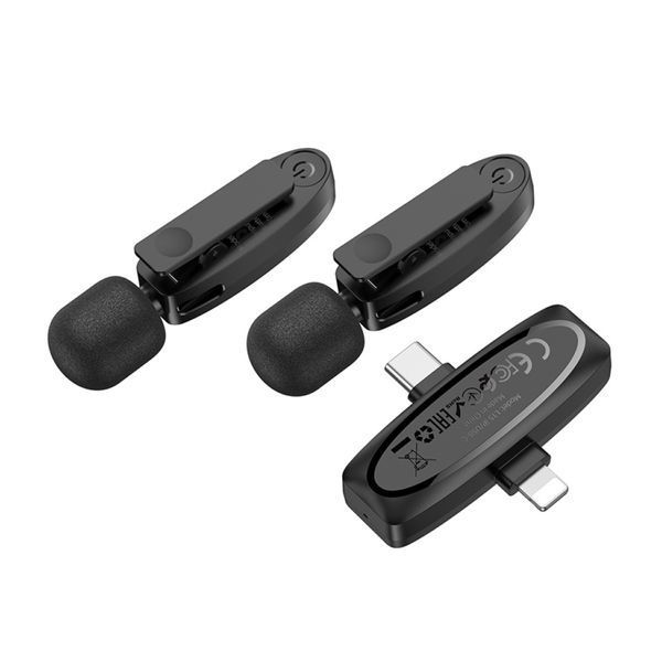 Мікрофон петличний bluetooth Hoco L15 Lightning/Type-C black 43065 фото