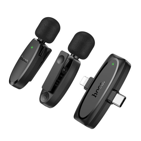 Мікрофон петличний bluetooth Hoco L15 Lightning/Type-C black 43065 фото