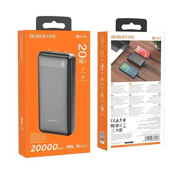 Power bank 20000 mah Borofone J19A 20W PD20W+QC3.0 Led black 29787 фото