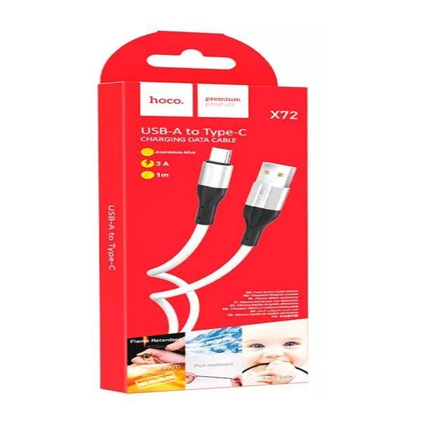 USB Cable Hoco Type-C X72 3A 1m white 34814 фото