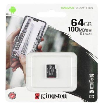 MicroSD 64GB Kingston Canvas Select Plus A1 UHS-1 100R Class 10 27351 фото