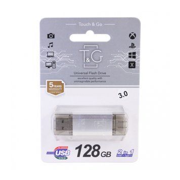 USB Flash 128 GB T&G 009 + Type -C 3.0 Silver 00872 фото