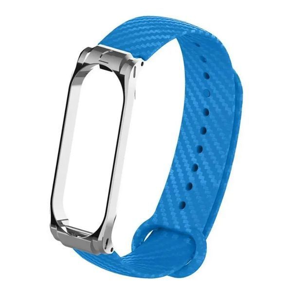 Ремінець Xiaomi Mi Band 5/6 combined Steel-Carbon fiber blue 04928 фото