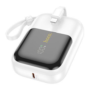 Power bank 10 000 mah Hoco Q20 22.5W+PD20W fully with digital display and cable White 00689 фото