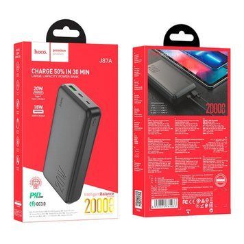 Power Bank 20000mAh Hoco J87A PD20W+QC3.0 Tacker black 35802 фото