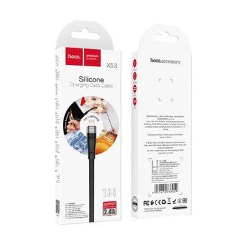 USB Cable Hoco Lightning X53 2.4A 1m black 23768 фото