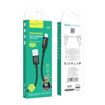 USB Cable Hoco Micro usb X89 2.4A 1m black 37214 фото
