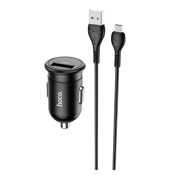 АЗП Hoco Z43 18W/3A QC3.0 (1USB) + cable Micro black 47204 фото