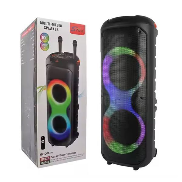 Колонка BIG Bluetooth Sing-e ZQS10215 з RGB-підсвічуванням + 2 мікрофон black 38916 фото