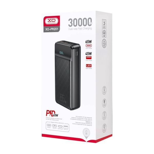 Power bank 30000 mah XO PD65W/QC22.5W black 37920 фото