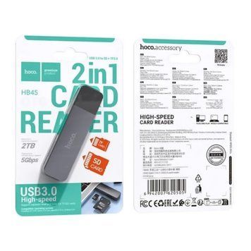 Сard reader Hoco HB45 USB 3.0 Micro/Micro SD black 37281 фото