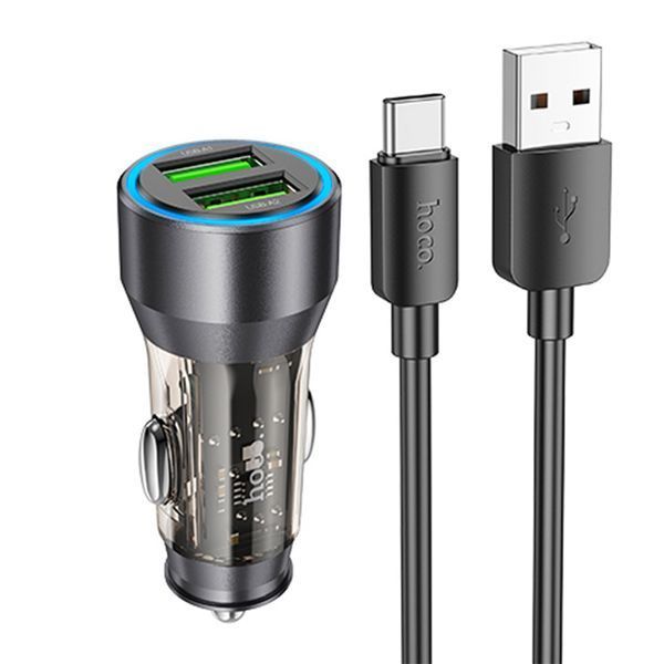 АЗП Hoco NZ12 36W (2USB) + cable Type-C black 35376 фото