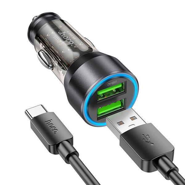 АЗП Hoco NZ12 36W (2USB) + cable Type-C black 35376 фото