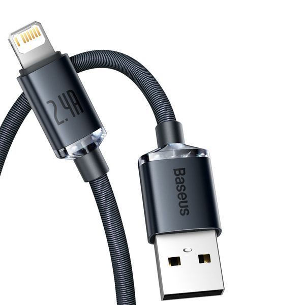 USB Cable Baseus Crystal Shine Series Lightning 2.4A (1.2m) black 08932 фото