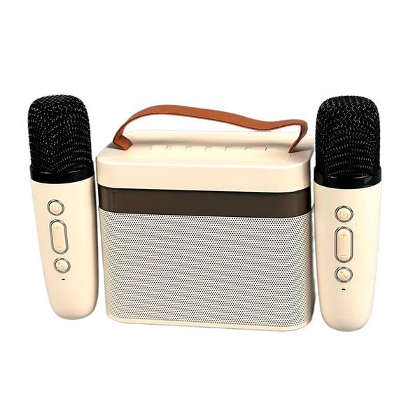 Колонка Bluetooth K18 2 мікрофон дитяче караоке milk white 45538 фото