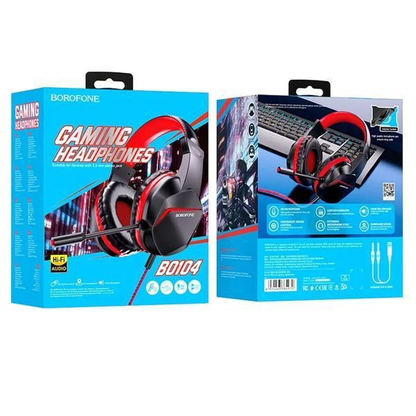Навушники для комп'ютера Borofone BO104 black - red 35503 фото