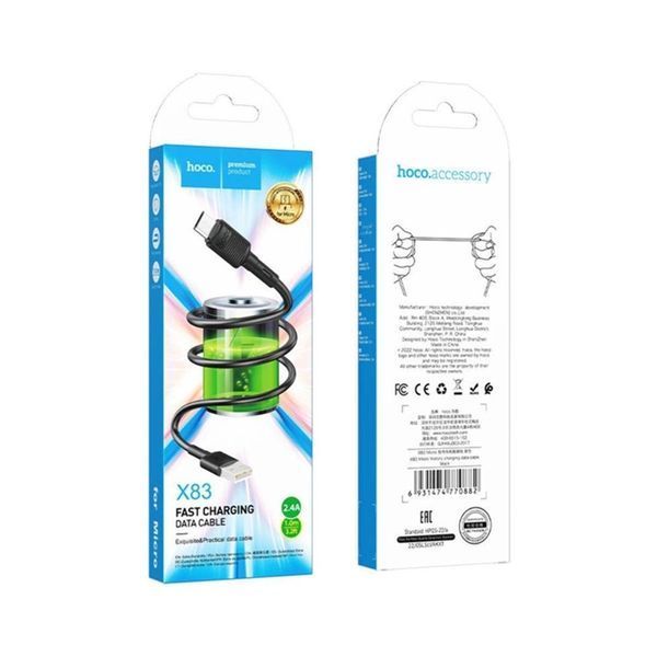 USB Cable Hoco Micro usb X83 2.4A 1m black 29770 фото