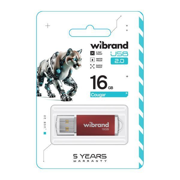 USB Flash 16 GB Wibrand Cougar Red 23829 фото