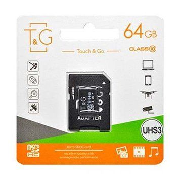 MicroSD 64GB T&G UHS-1 Class 10 + SD adapter UA 27565 фото