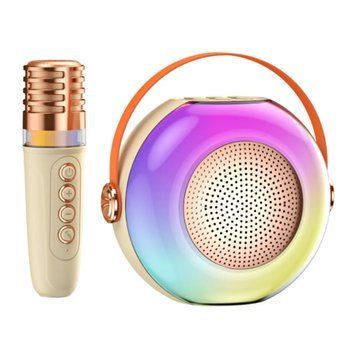 Колонка Bluetooth A6 1 мікрофон дитяче караоке gold 38562 фото
