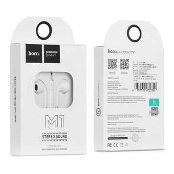 Навушники Hoco M1 + мік white 11254 фото