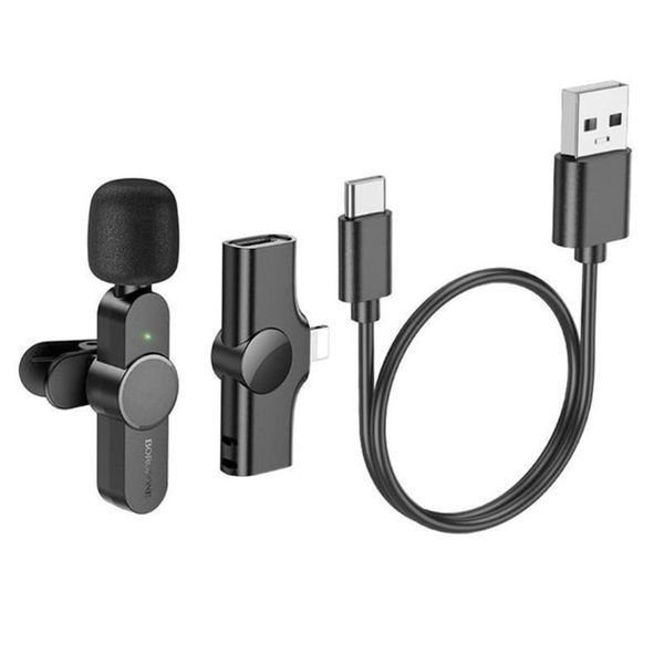Мікрофон петличний bluetooth Borofone BFK12 Lightning black 35542 фото
