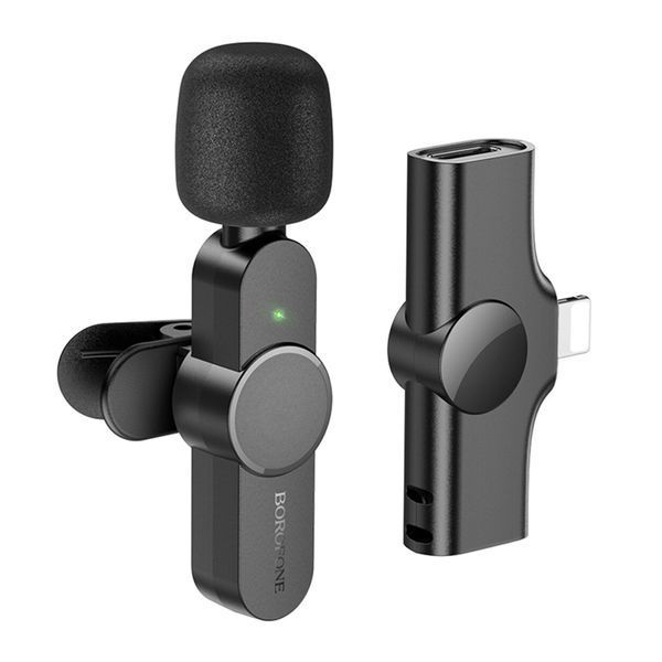 Мікрофон петличний bluetooth Borofone BFK12 Lightning black 35542 фото