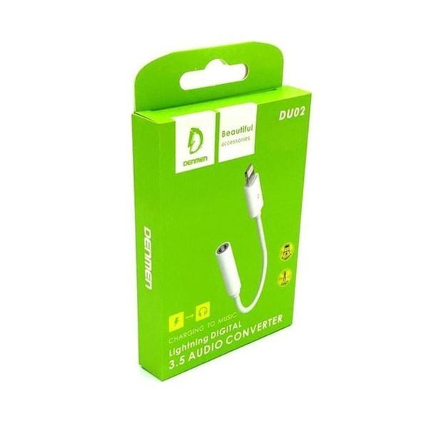 AUX Denmen DU02 lightning Jack adapter 1m white 33223 фото