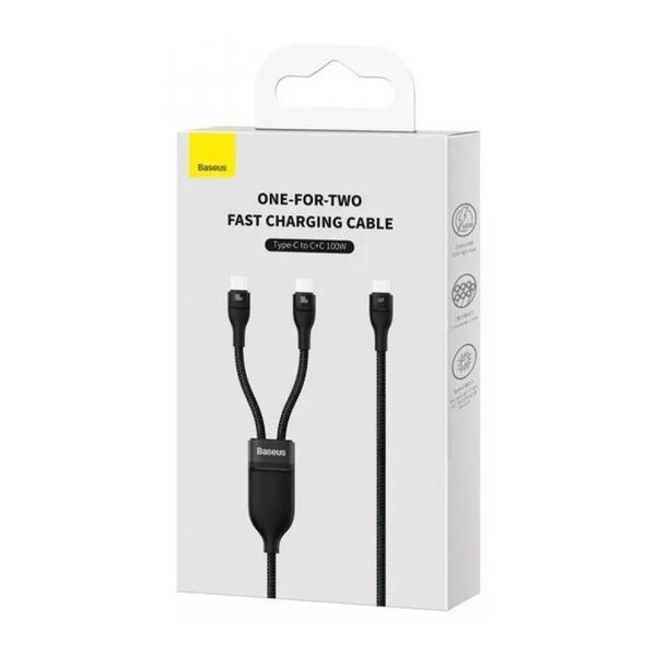 Кабель Baseus Flash Series 2 One-for-Two Fast Charging Type-C (Type-C + Type-C) 100W (1.5m) black 13027 фото