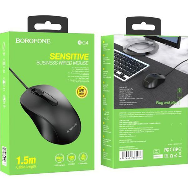Мишка дротова Borofone BG4 black 33573 фото