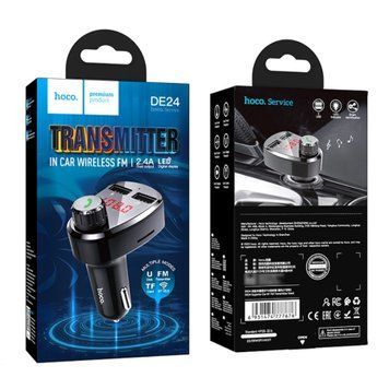 FM трансмістер Bluetooth Hoco DE24 black 43707 фото