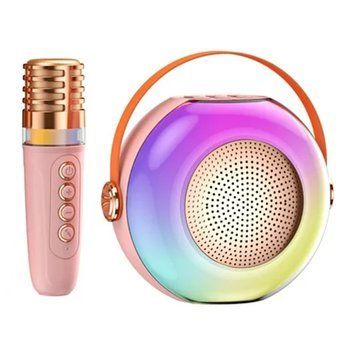 Колонка Bluetooth A6 1 мікрофон дитяче караоке pink 38563 фото