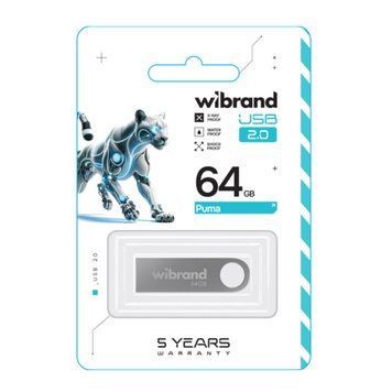 USB Flash 64 GB Wibrand Puma Silver UA 24017 фото