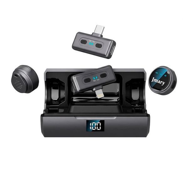 Мікрофон петличний bluetooth Jmary MW-19 2in1 Lightning+Type-C 2 мікрофони black 47250 фото