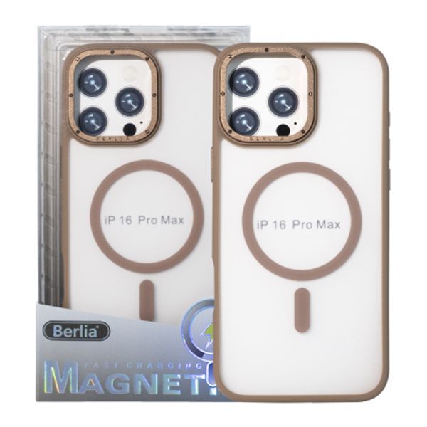 Силікон iPhone 16 Pro Max MagSafe Metal Armor Magnetic series gold 29419 фото
