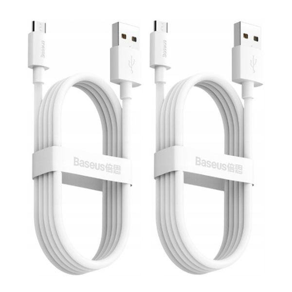 USB Cable Baseus Simple Wisdom Data Cable Kit Micro 2.1A (1.5m) 2шт white 44137 фото