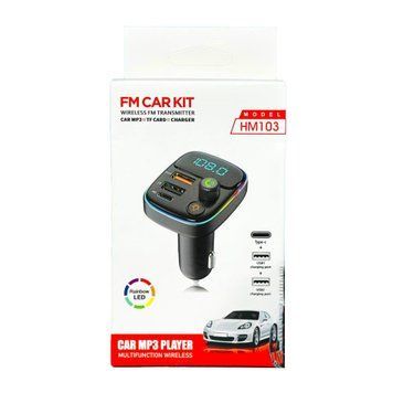 FM трансмістер Bluetooth FM-HM103 PD20W+QC3.0 black 00137 фото