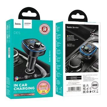 FM трансмістер Bluetooth Hoco DE5 black 43708 фото