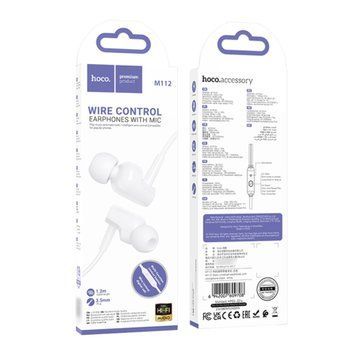 Навушники Hoco М112 + мік white 43071 фото