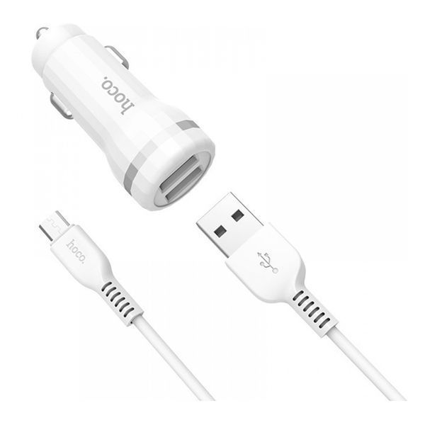 АЗП Hoco Z27 2.4A (2USB) + cable Micro white 21524 фото