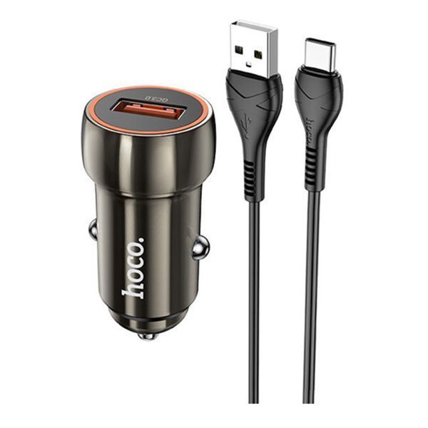 АЗП Hoco Z46 18W/3A QC3.0 (1USB) + cable Type-C black 29577 фото