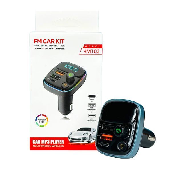 FM трансмістер Bluetooth FM-HM103 PD20W+QC3.0 black 00137 фото