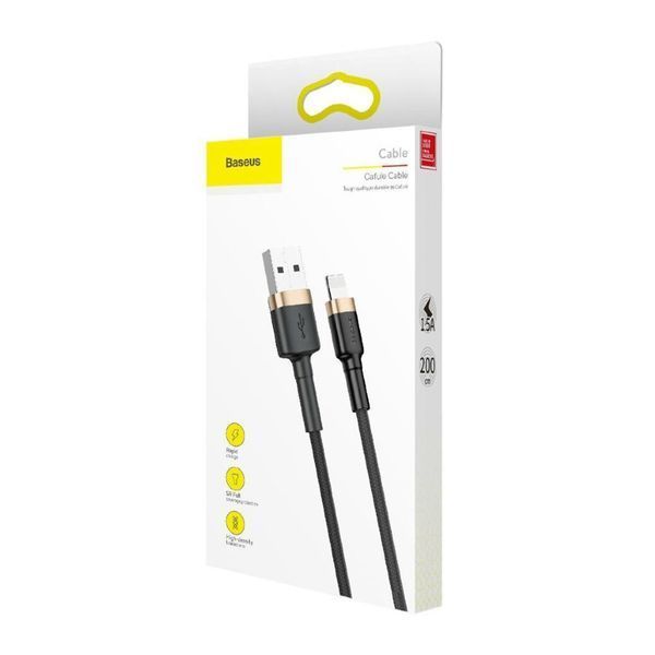 USB Cable Baseus Cafule Lightning 1.5A (2m) gold/black 00608 фото