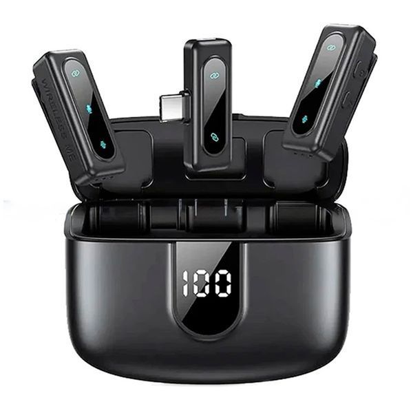 Мікрофон петличний bluetooth Jmary MW-17 Type-C 2 мікрофони black 47249 фото