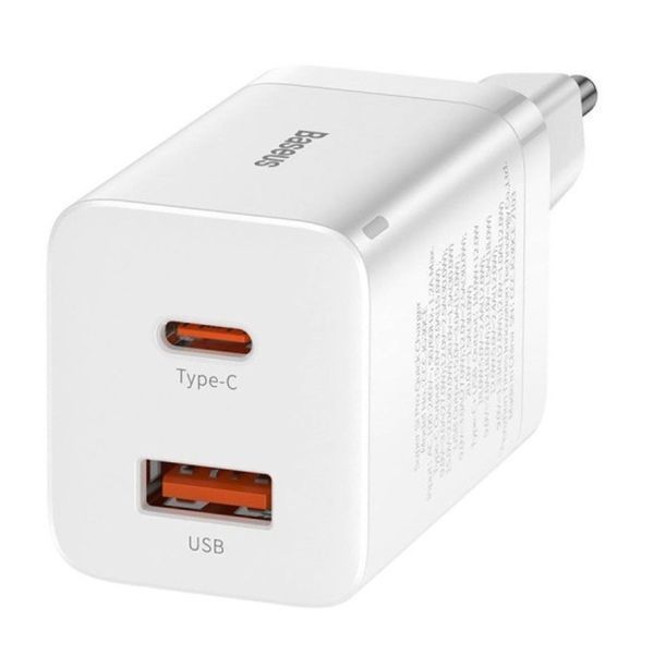 МЗП Baseus Super Si Pro Quick Charger 30W (1USB-1USB-C) white 28564 фото