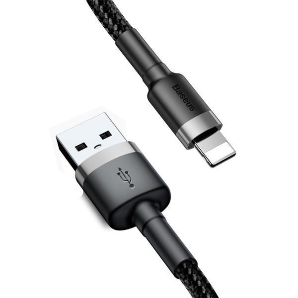 USB Cable Baseus Cafule Lightning 2A (3m) gray/black 01896 фото