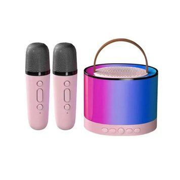 Колонка Bluetooth K52 2 мікрофон дитяче караоке pink 38565 фото