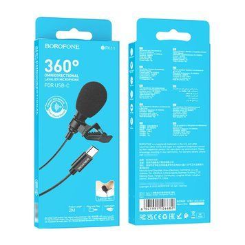 Мікрофон петличний Borofone BFK11 Type-C black 35545 фото