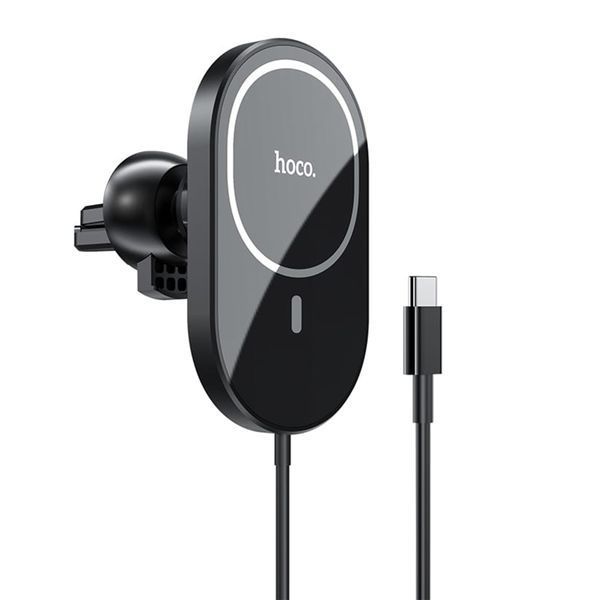 Автотримач з бездротовою зарядкою Hoco CA90 MagSafe 15W black 25662 фото