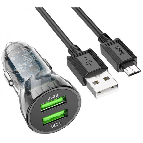 АЗП Hoco Z47 20W/3A QC3.0 (2USB) + cable Micro black 30162 фото